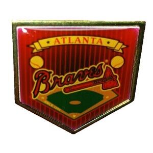 Atlanta Braves Baseball Lapel Pin Wincraft Inc. Winona MN USA Shield Gold Tone